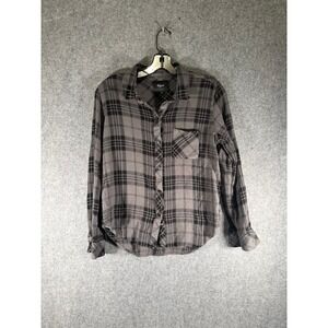 Rails Women Size Medium Hunter Plaid Button Down Shirt Charcoal Gray Black